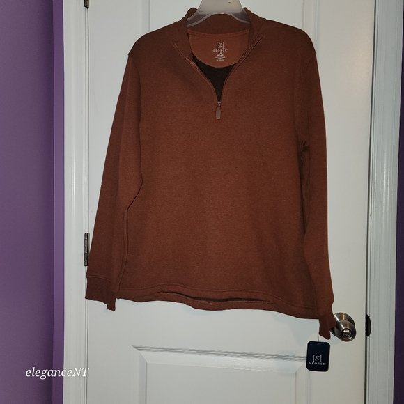 George Men's Quarter Zip Fleece Brown Men's Sz: Large NWT - Picture 2 of 7